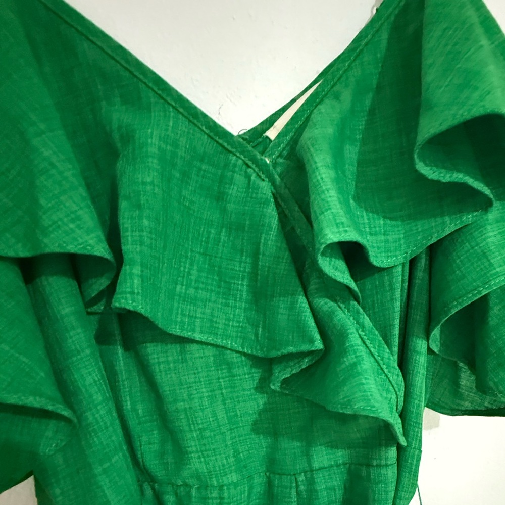 Jealous Tomato Green Apple Ruffle Jumpsuit with Pockets - Picture 7 of 9